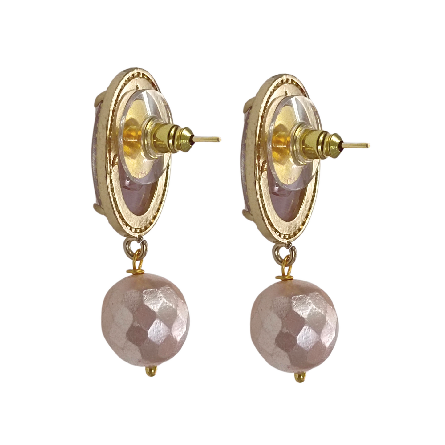 BDiva 18k Gold Plated Oval Stone Radiance Statement Earrings with a Fusion of Luxe and Elegance
