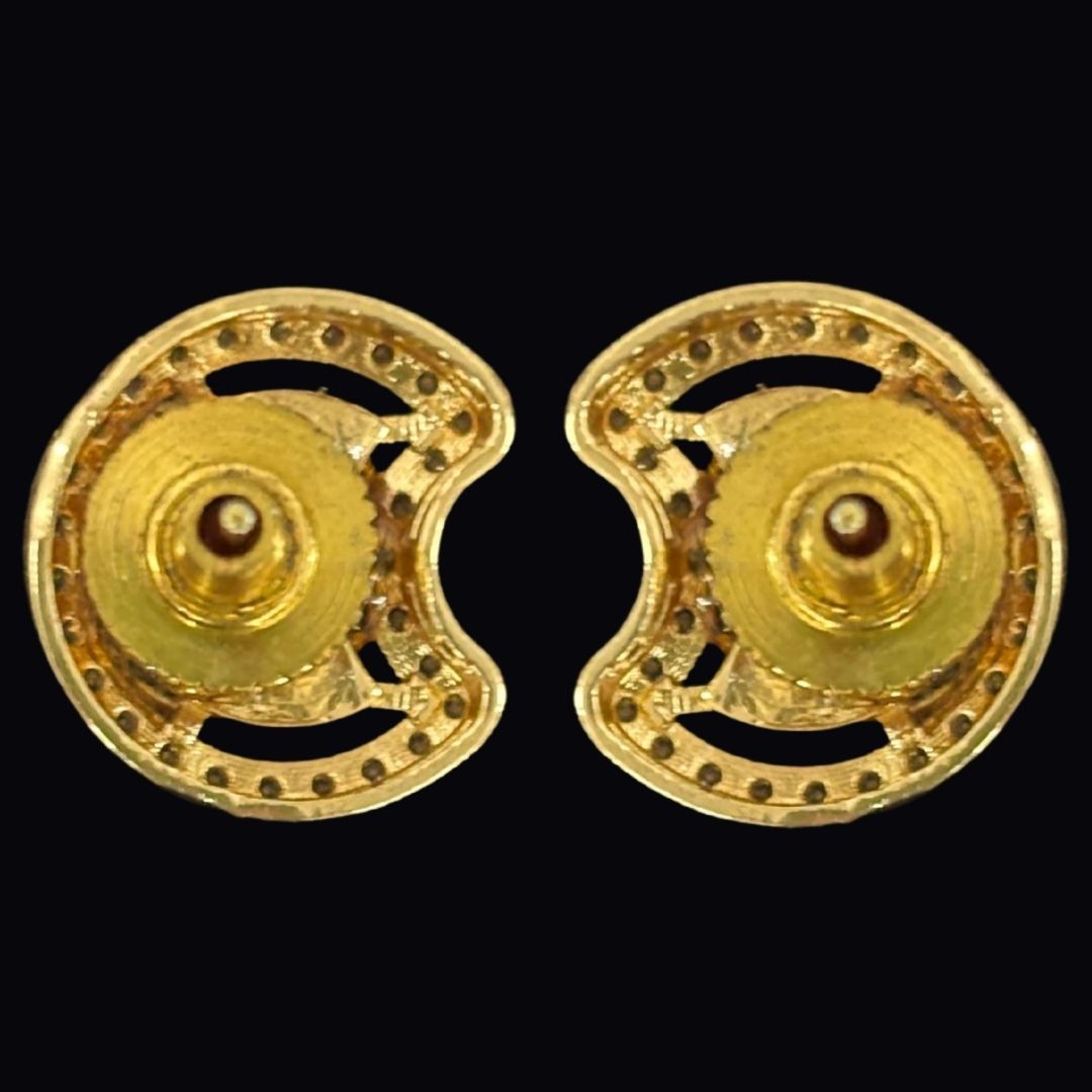Gold-Plated Rectangular Studs Earrings with Pearl Drop