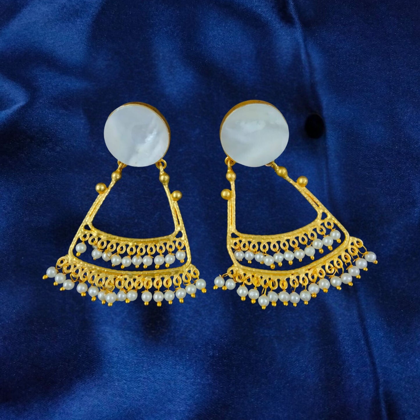 Bdiva 18K Gold Plated Mother of Pearl Eclectic Earrings.