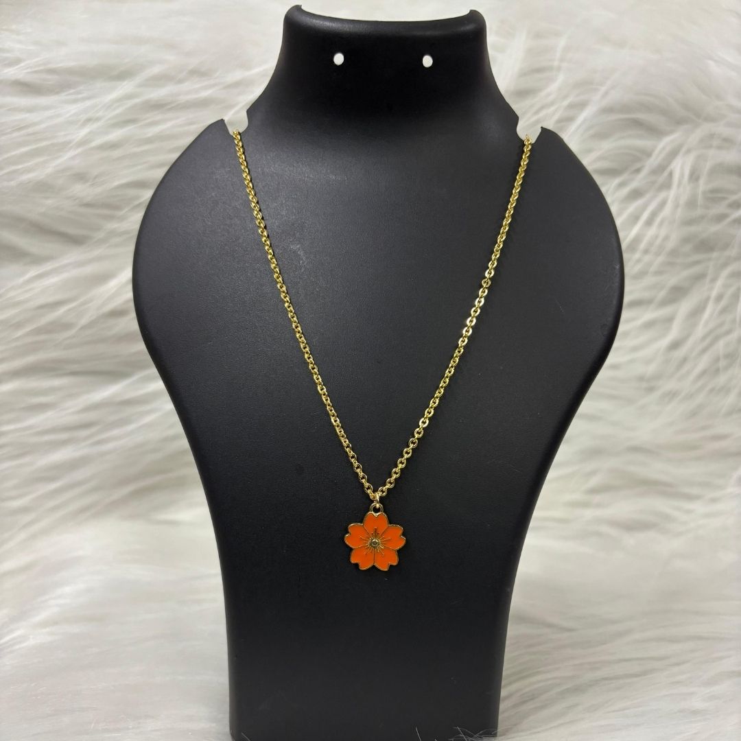 High Quality Gold Plated Sunlit Bloom Enamel Pendant