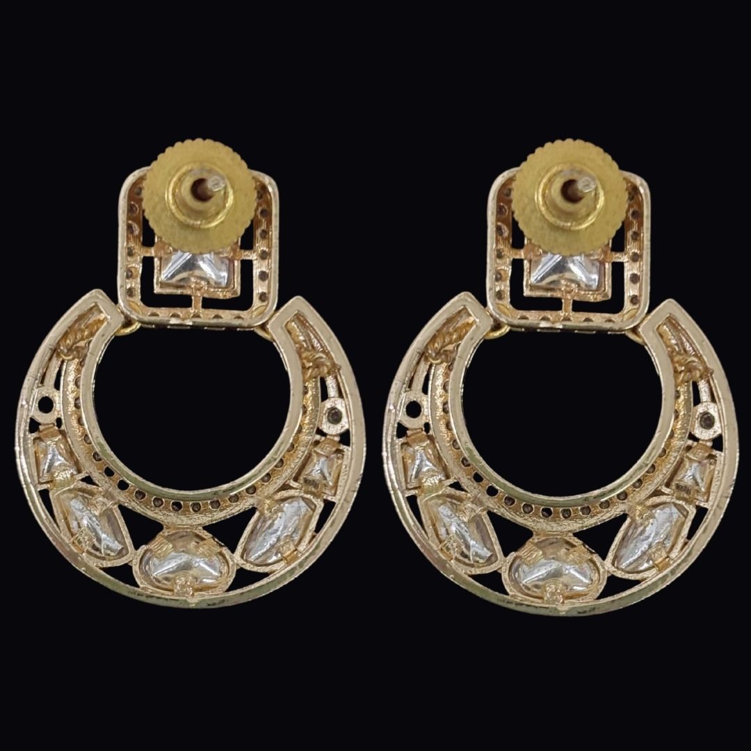 Gold-Plated Kundan Handcrafted Statement Earrings