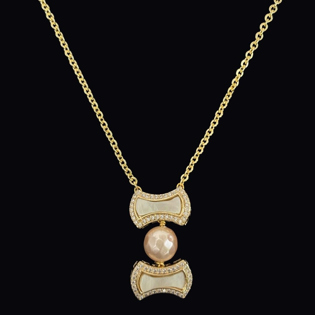 Gold-Plated Pearl & Diamond Statement Chain Pendant (Copy)