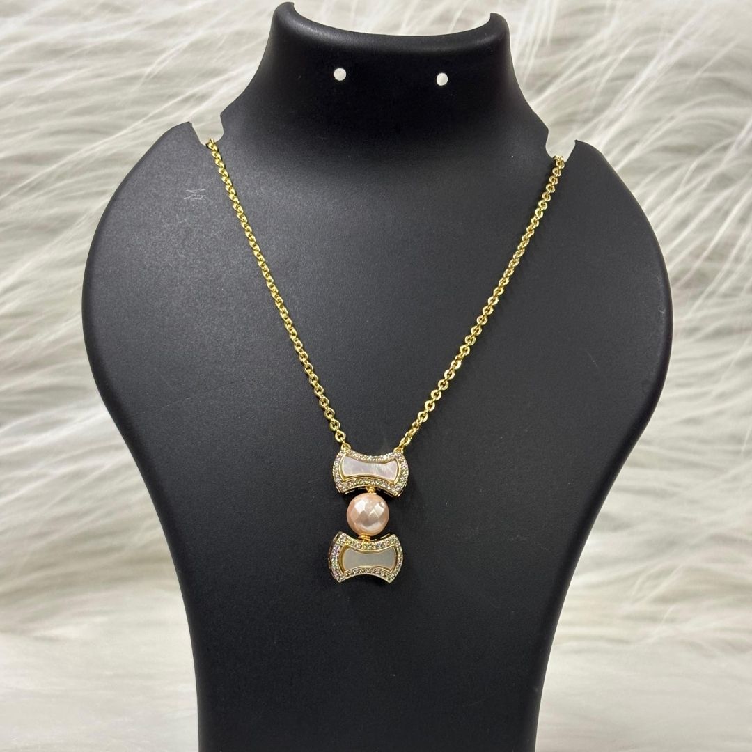 Gold-Plated Pearl & Diamond Statement Chain Pendant (Copy)