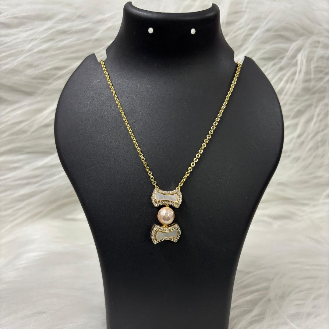 Gold-Plated Pearl & Diamond Statement Chain Pendant (Copy)