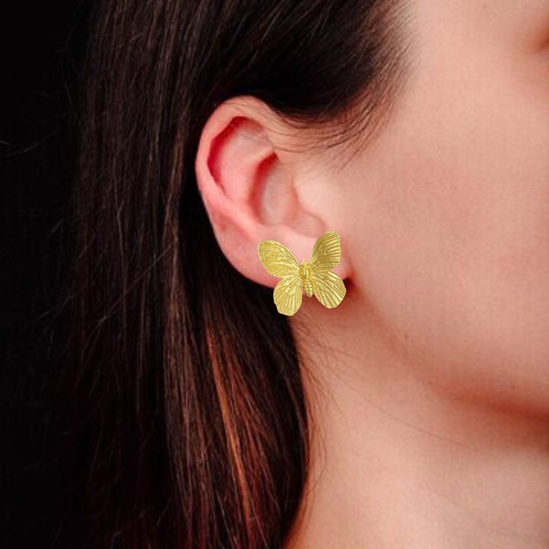 High-Quality Gold-Plated Butterfly Stud Earrings