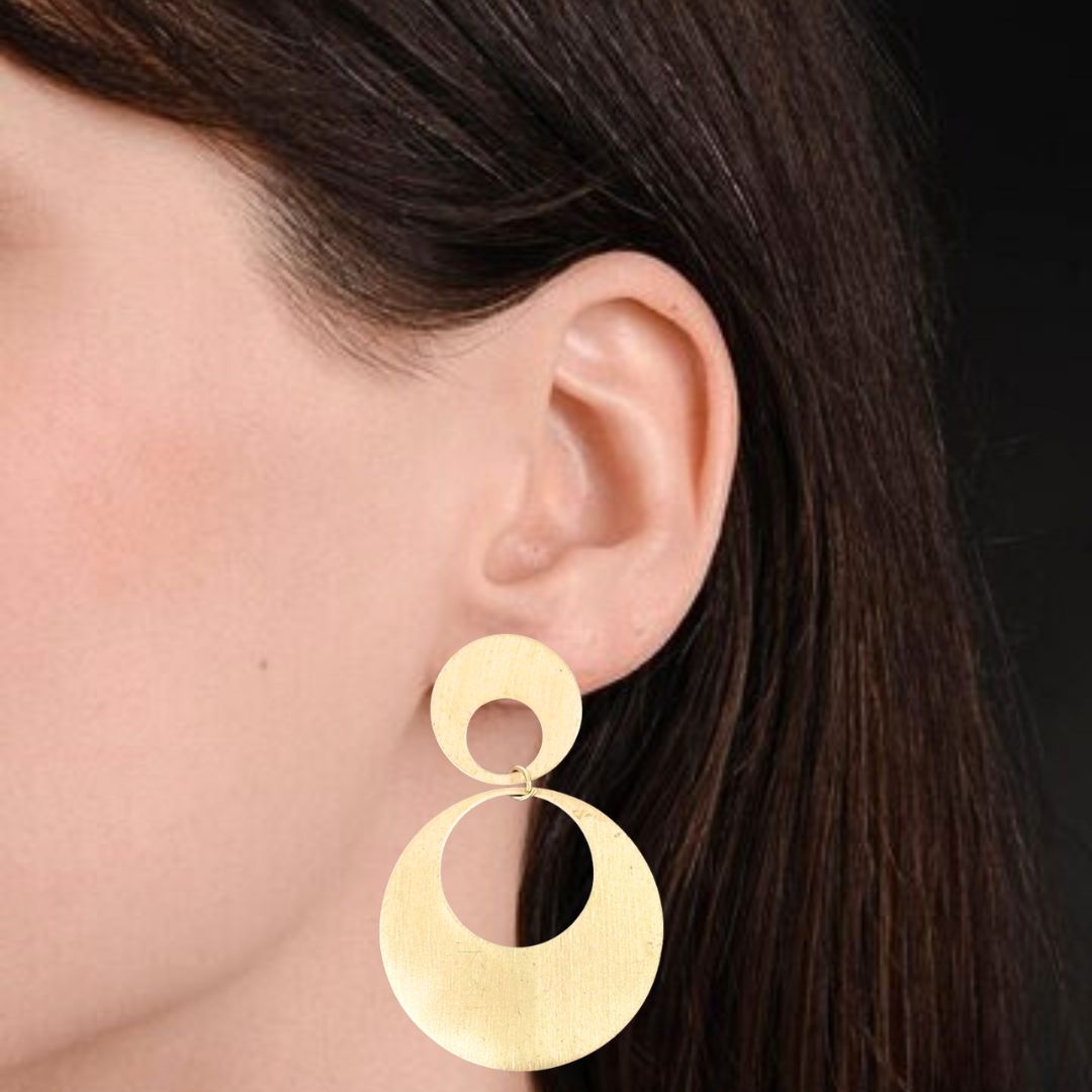 High-Quality Gold-Plated Dual Circle Drop Earrings