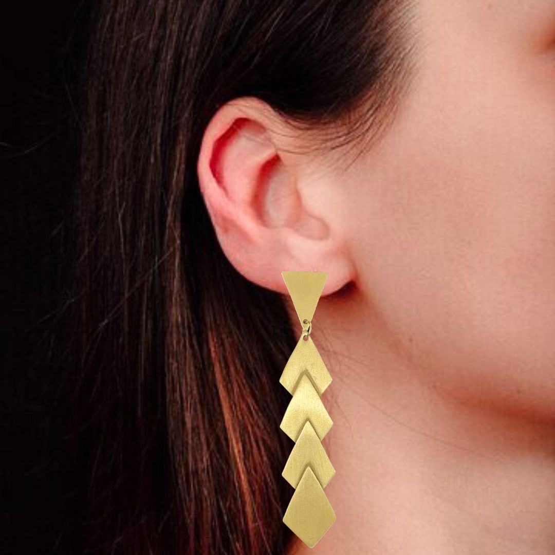 High-Quality Gold-Plated Geometric Dangle Earrings