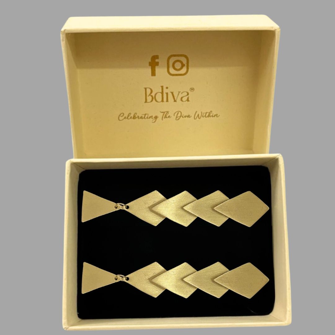 High-Quality Gold-Plated Geometric Dangle Earrings