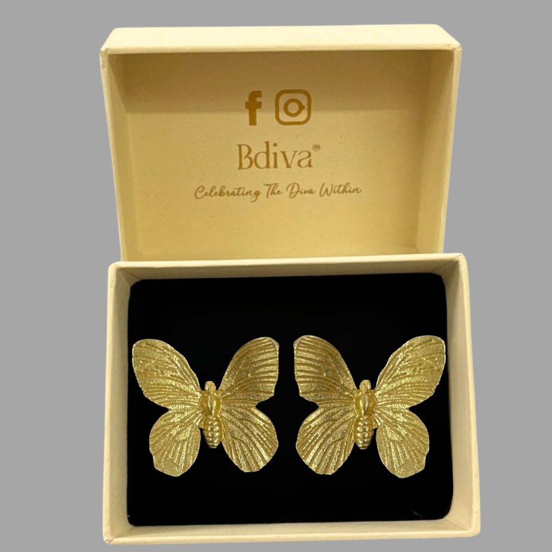 High-Quality Gold-Plated Butterfly Stud Earrings