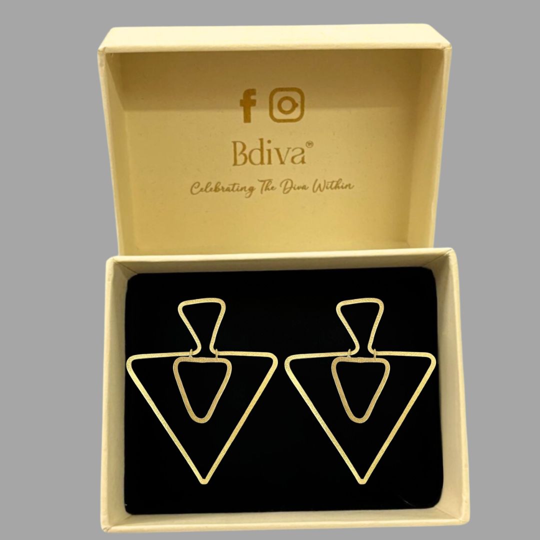 High-Quality Gold-Plated Geometric Triangle Dangle Earrings