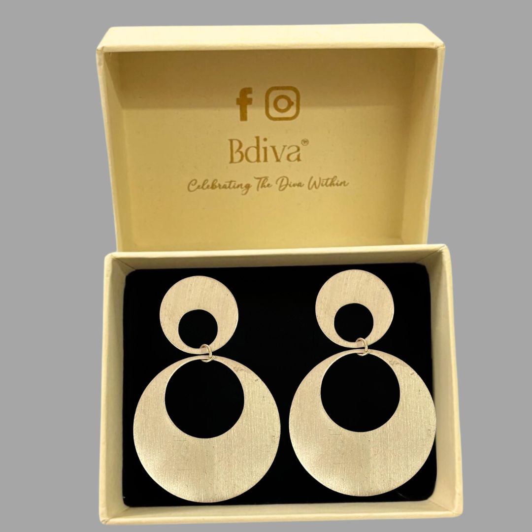 High-Quality Gold-Plated Dual Circle Drop Earrings
