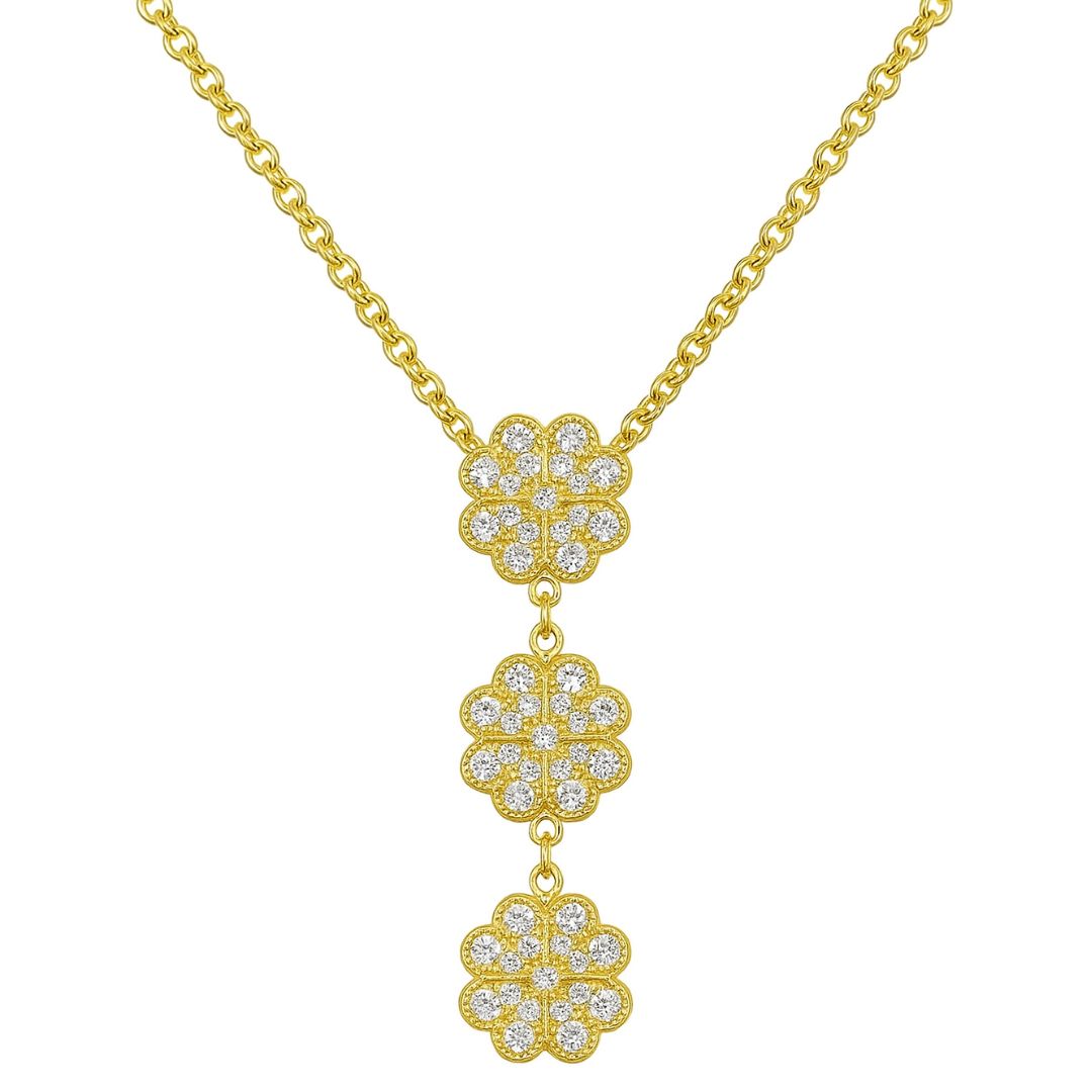 Gold-Plated Floral Symphony Triple Bloom Chain Pendant