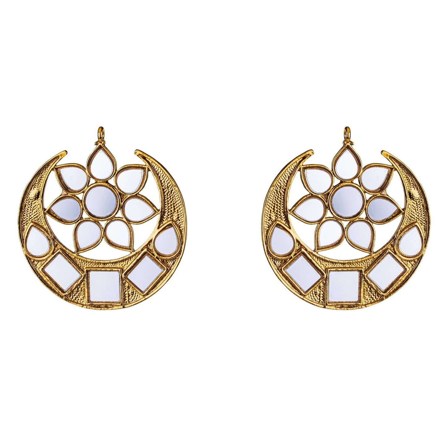 Bdiva 18K Gold Plated Cresent Moon Kundan Earrings.