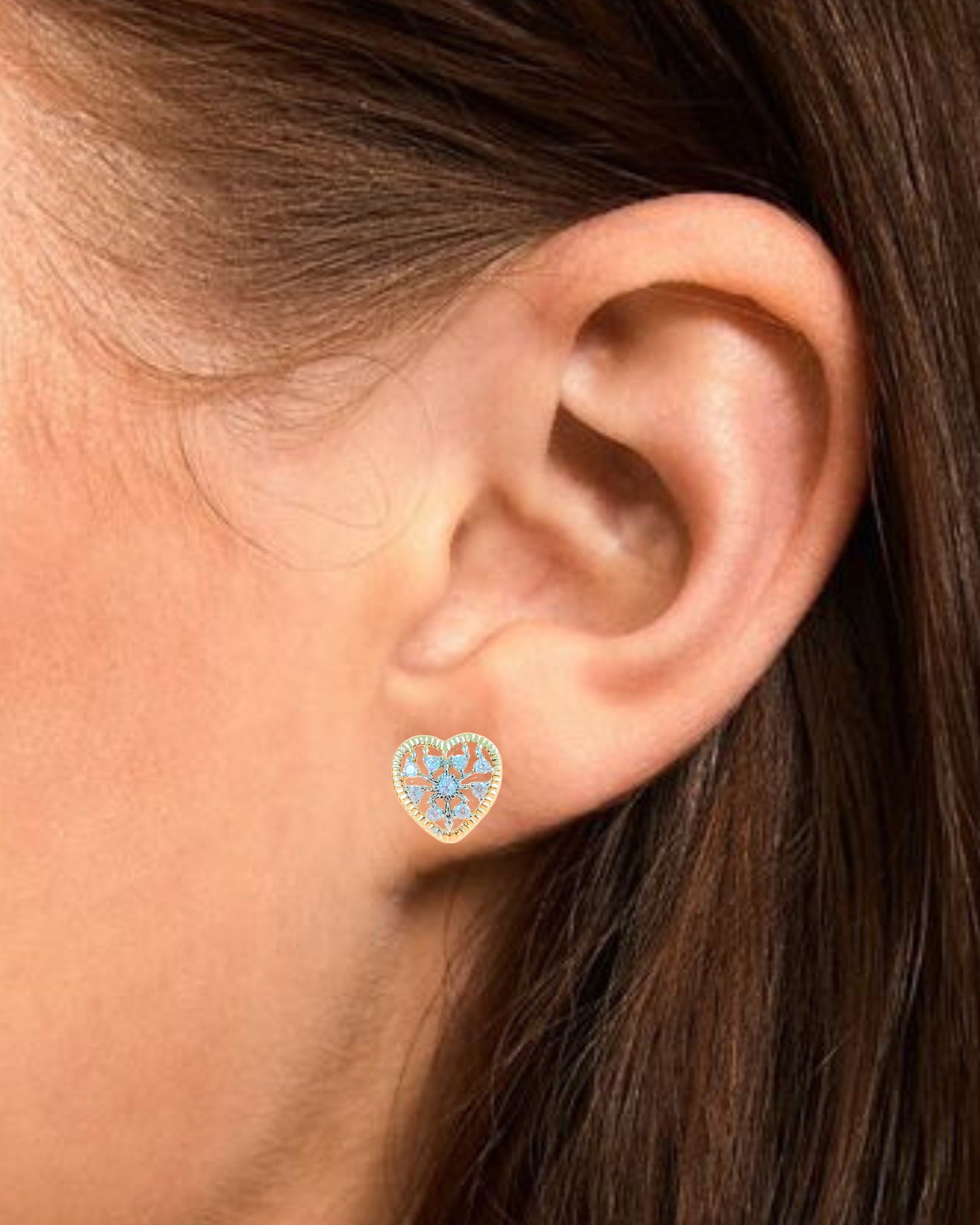 Bdiva 18k Gold Plated Heart Shaped Studs Earrings