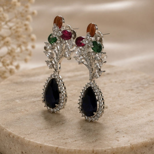 Rhodium Plated Cubic Zirconia Earrings
