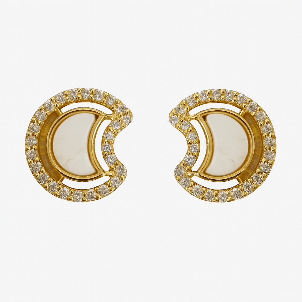 Gold-Plated Rectangular Studs Earrings with Pearl Drop