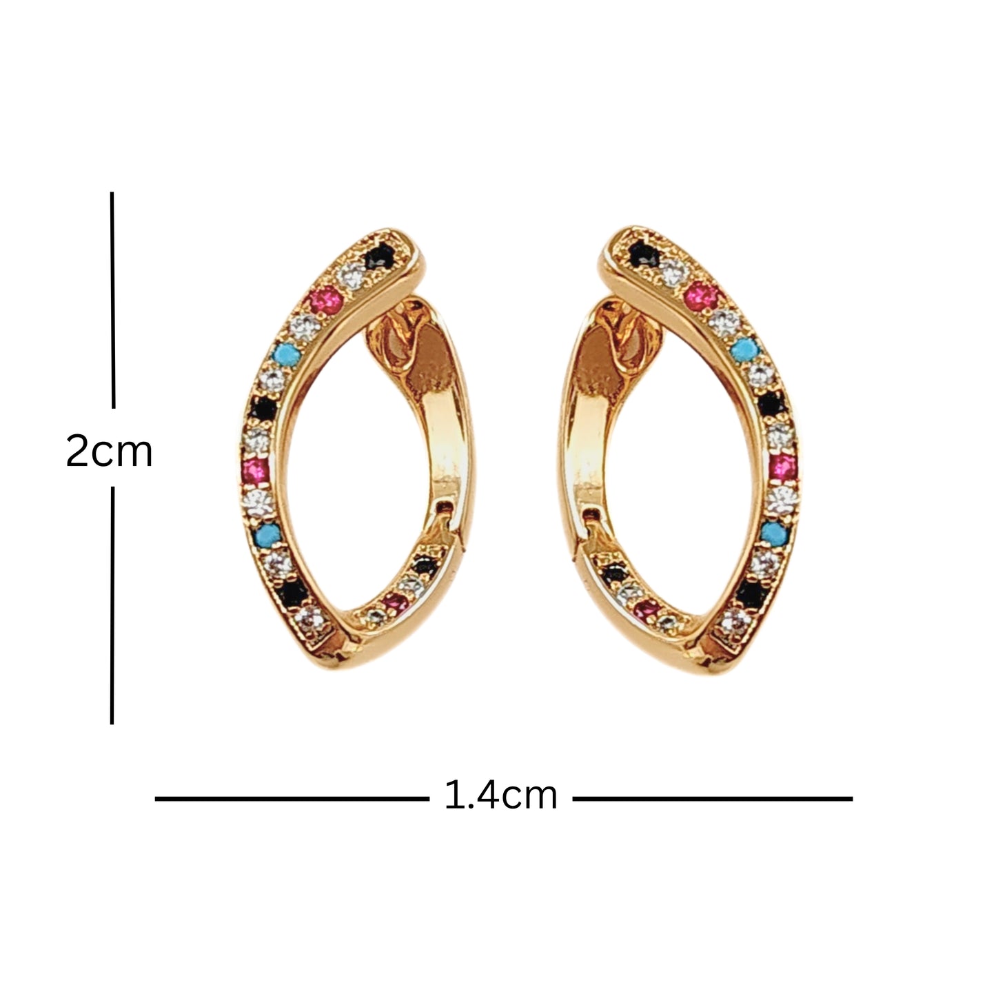 Bdiva 18k Gold Plated Multi Gemstone Stud Earrings