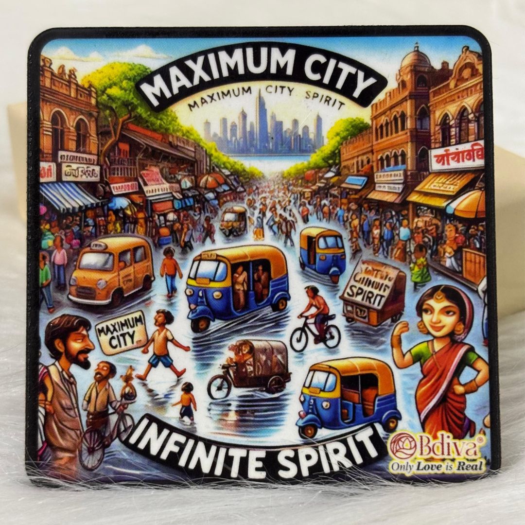Maximum City, Infinite Vibes - Souvenir Wooden Fridge Magnet
