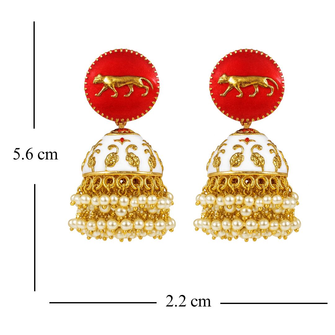 High Quality Gold Plated Heritage Enamel Jhumk Earrings