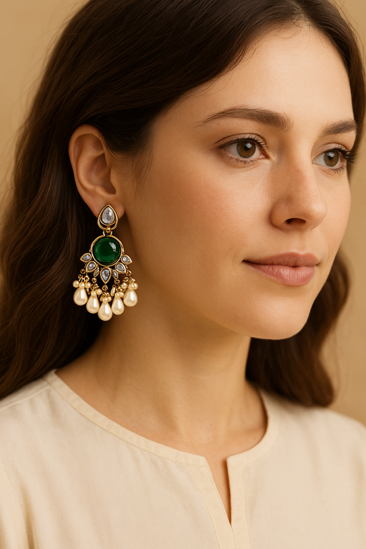 Gold Plated Emerald Earrings