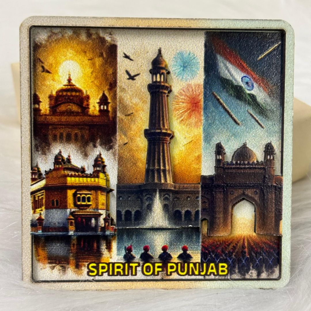 Spirit of Punjab: Heritage, Valor & Vibrance — Souvenir Wooden Fridge Magnet