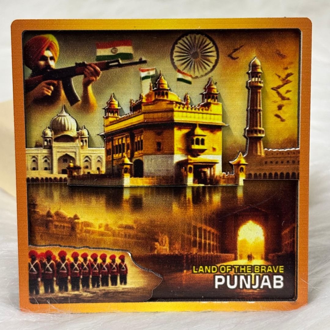 Punjab Pride: Heritage & Honor - Souvenir Wooden Magnet