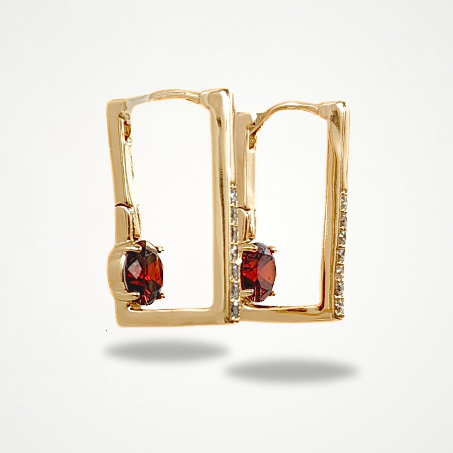 Bdiva 18k Gold Plated Ruby Hoops Earrings