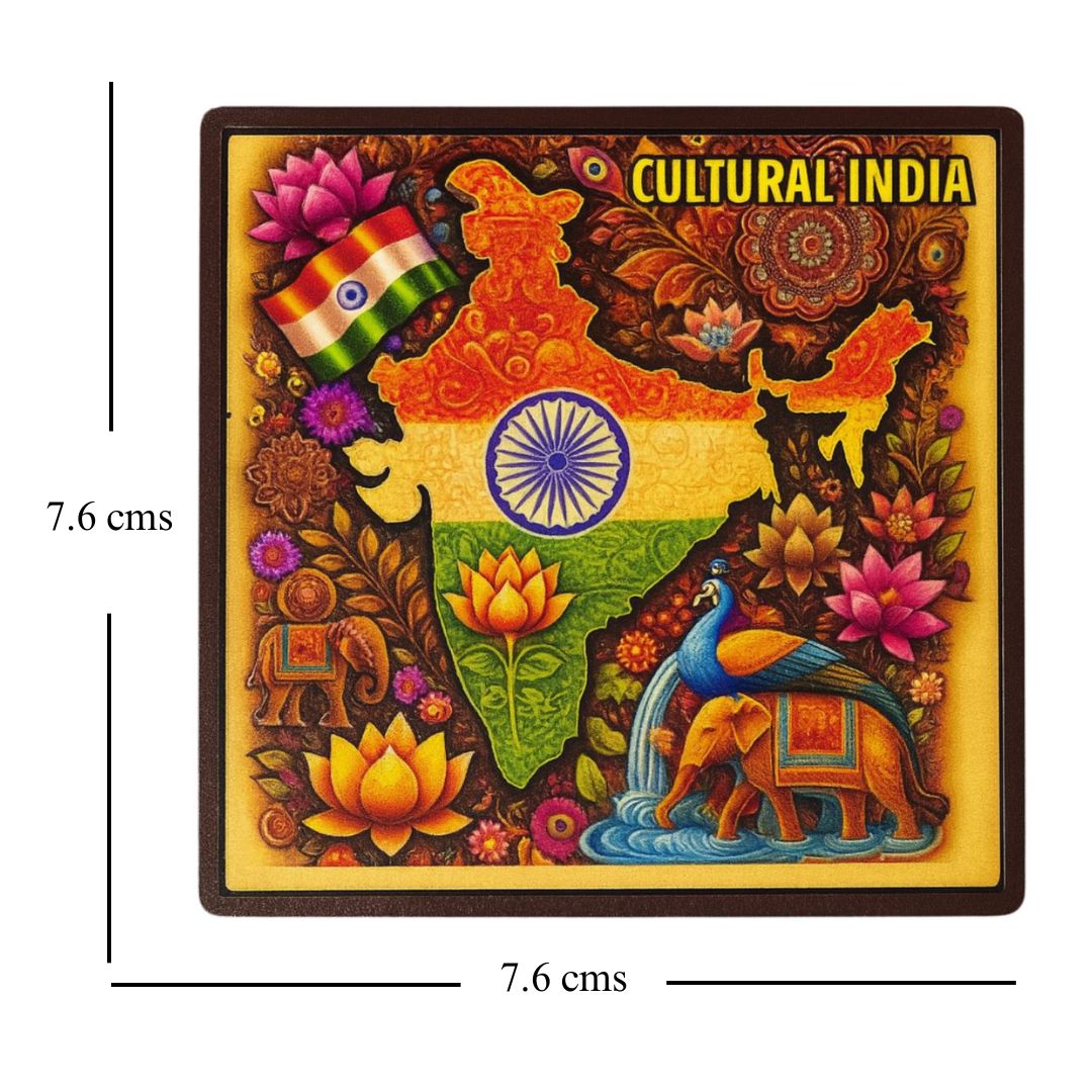 Vibrant India: Cultural Heritage Souvenir Wooden Fridge Magnet