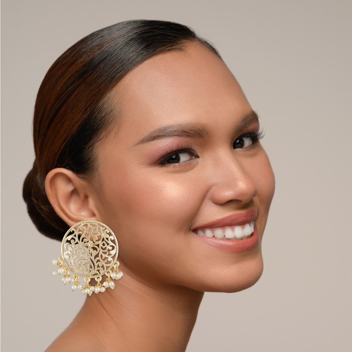 Bdiva 18K Gold Plated Meenakari Earring with Semi Cultured Pearls.
