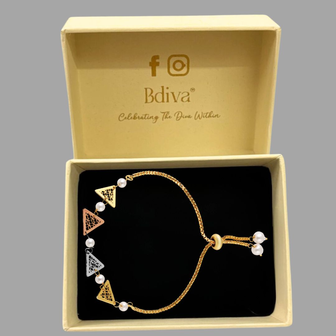 Bdiva 18K Gold Plated Light Weight Triangle Bracelet