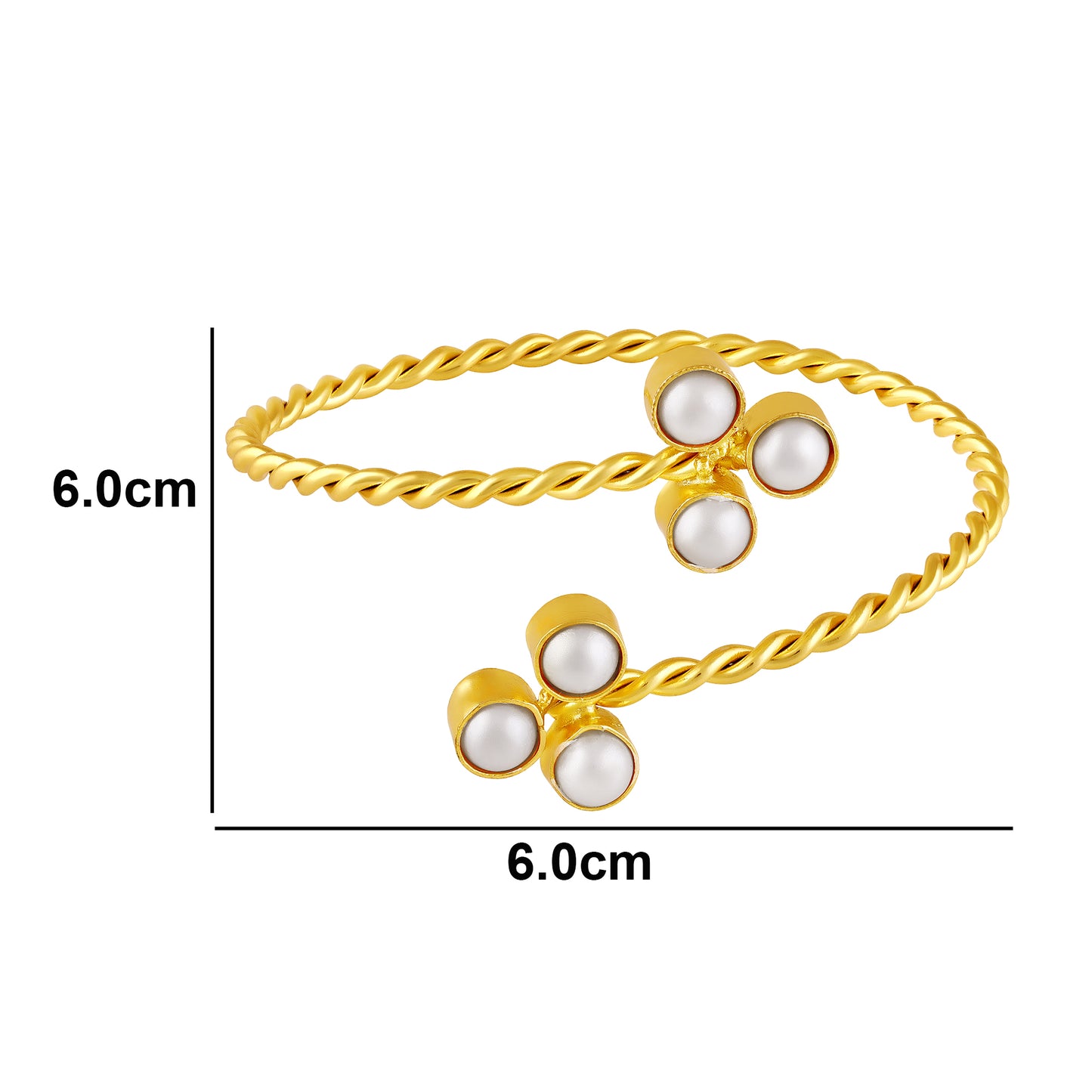 BDiva 18k Gold Plated Twisted Gold Pearl Bangle Classic Elegance with a Modern Twist