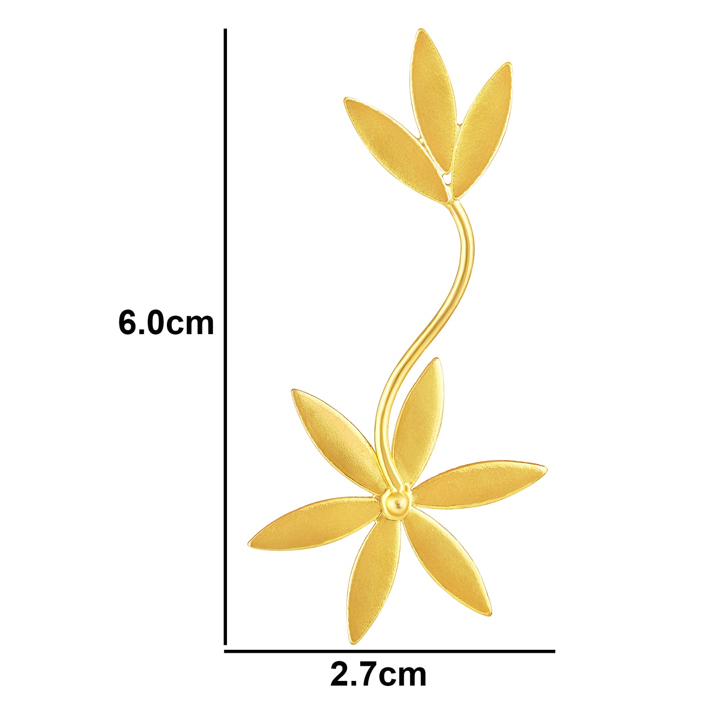 BDiva Lightweight Leaf Drop Floral Drop 18K Gold Plated Earrings