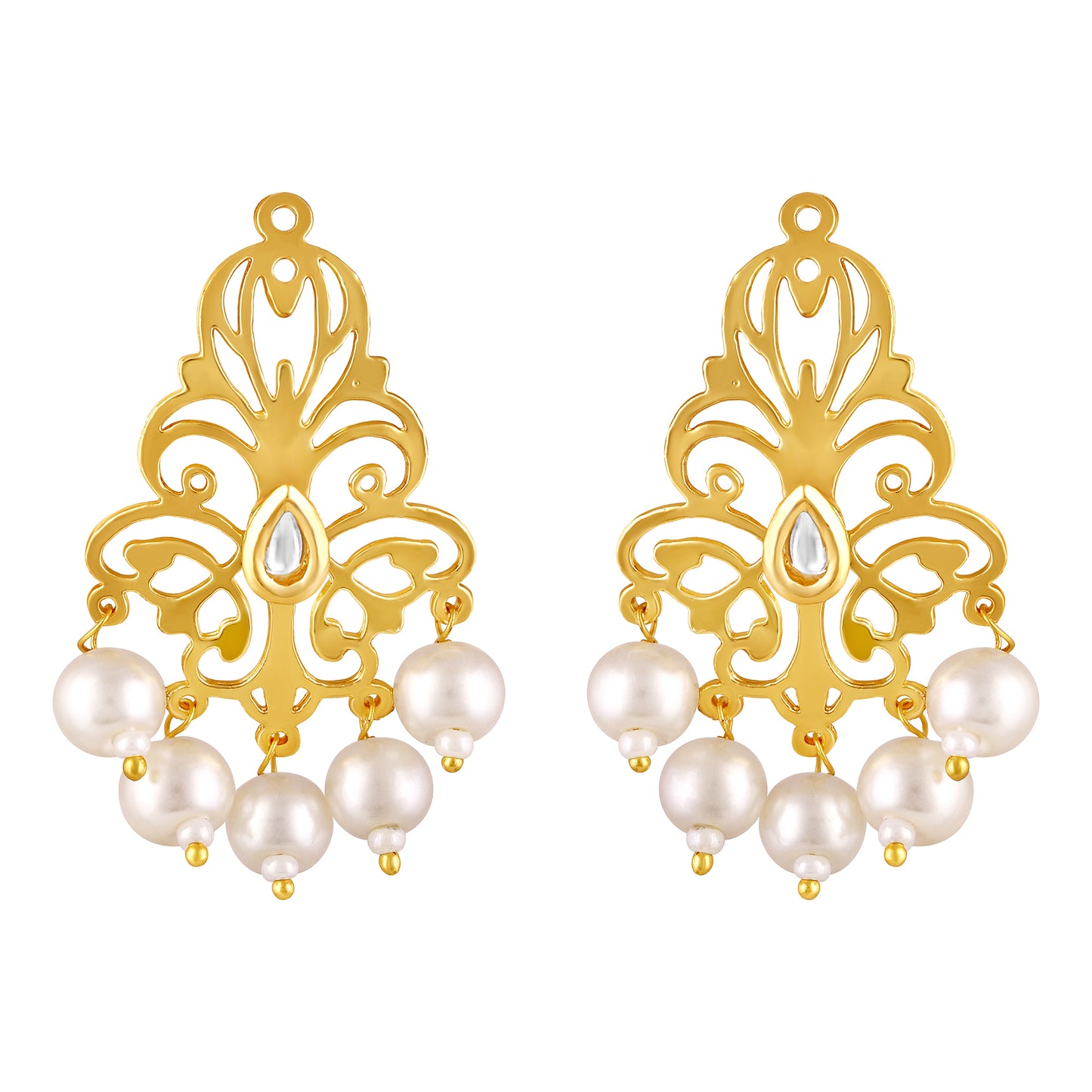 BDiva 18k Gold Plated Pearl Drop Lightweight Earrings