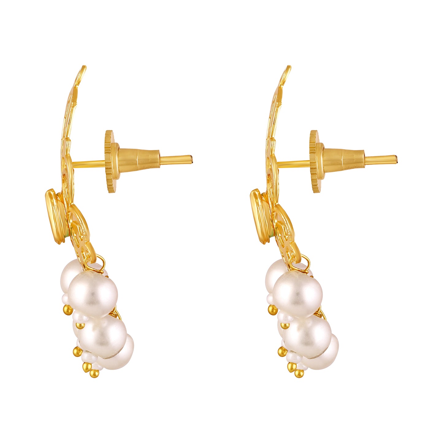 BDiva 18k Gold Plated Pearl Drop Lightweight Earrings