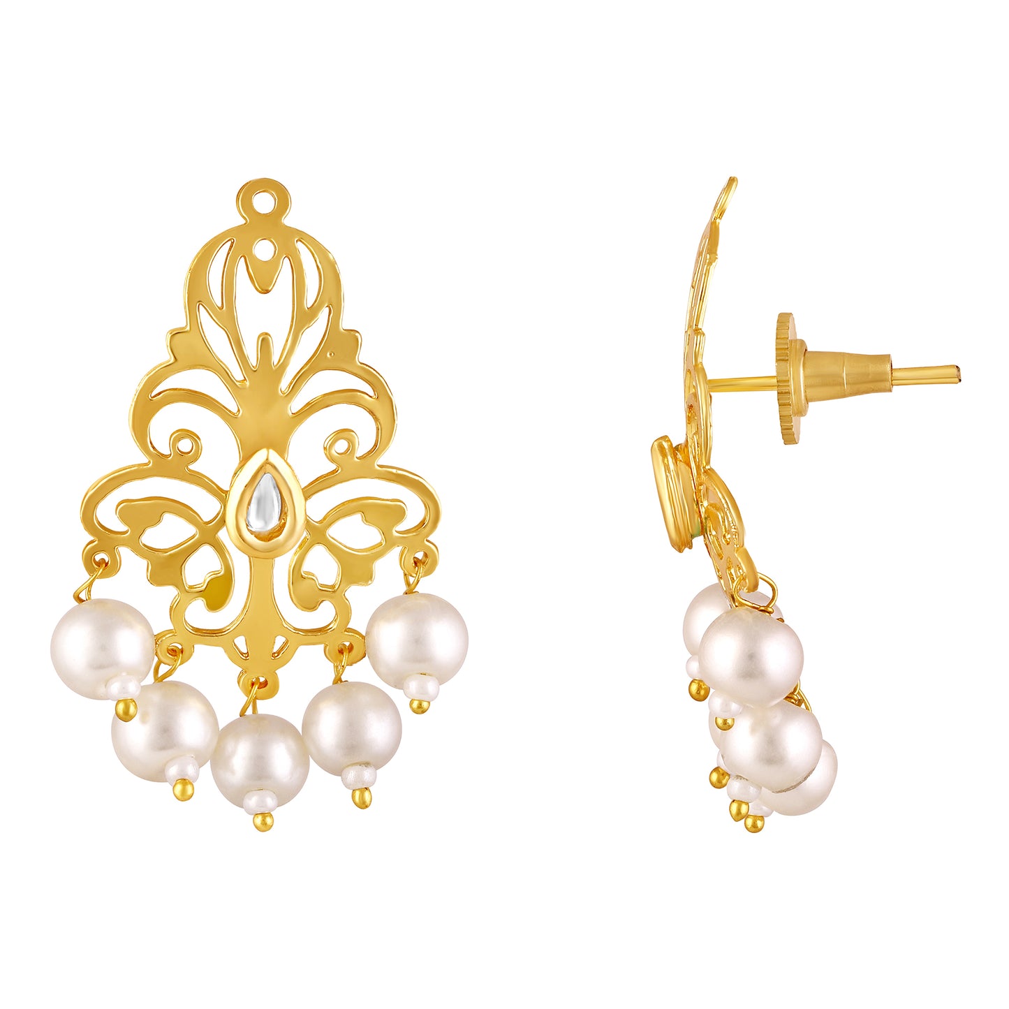 BDiva 18k Gold Plated Pearl Drop Lightweight Earrings