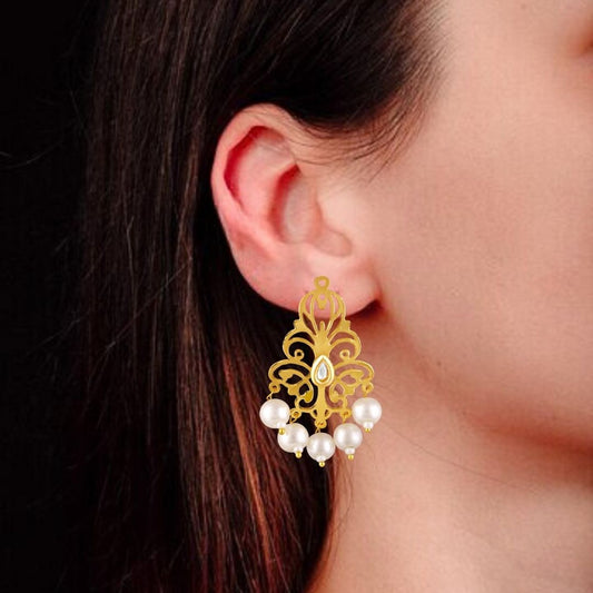 Gold Plated Pearl Drop Earrings