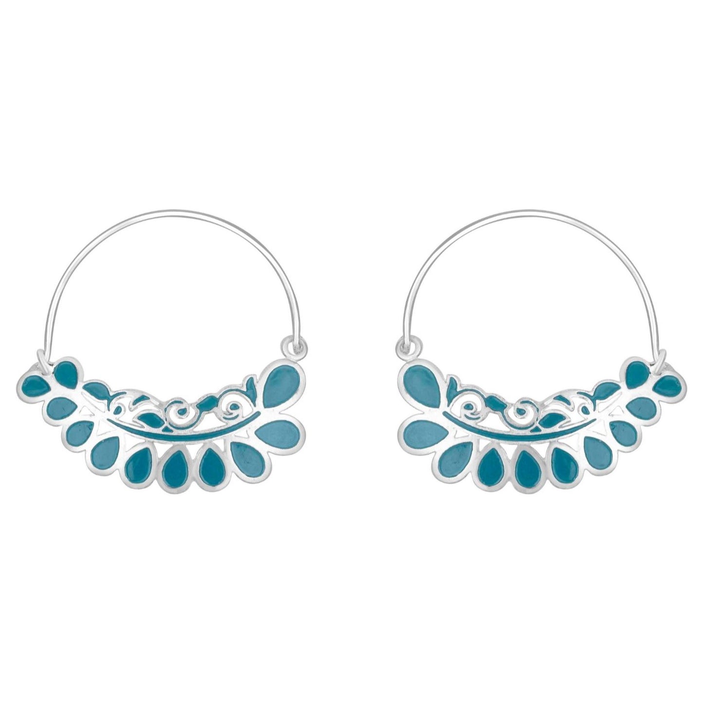 Bdiva 18K Gold Plated Bue Enamel Loop Earrings.