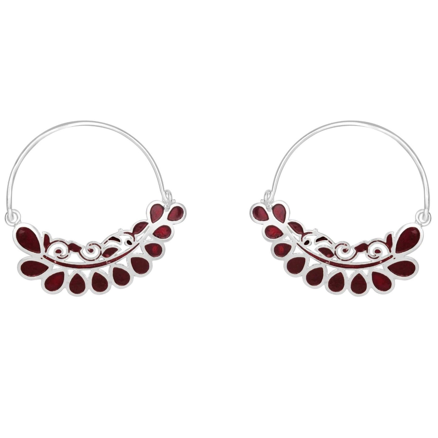 Bdiva 18K Gold Plated Red Enamelled Loop Earrings.