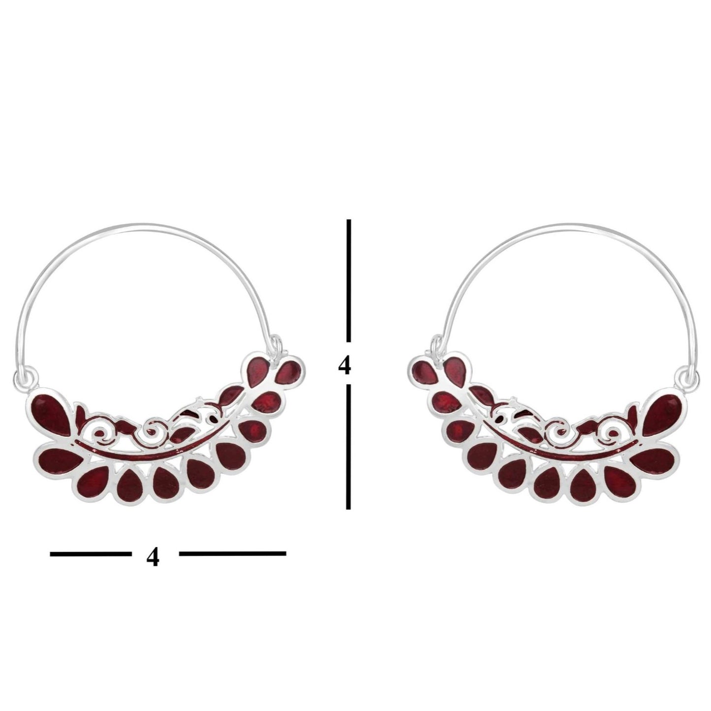 Bdiva 18K Gold Plated Red Enamelled Loop Earrings.