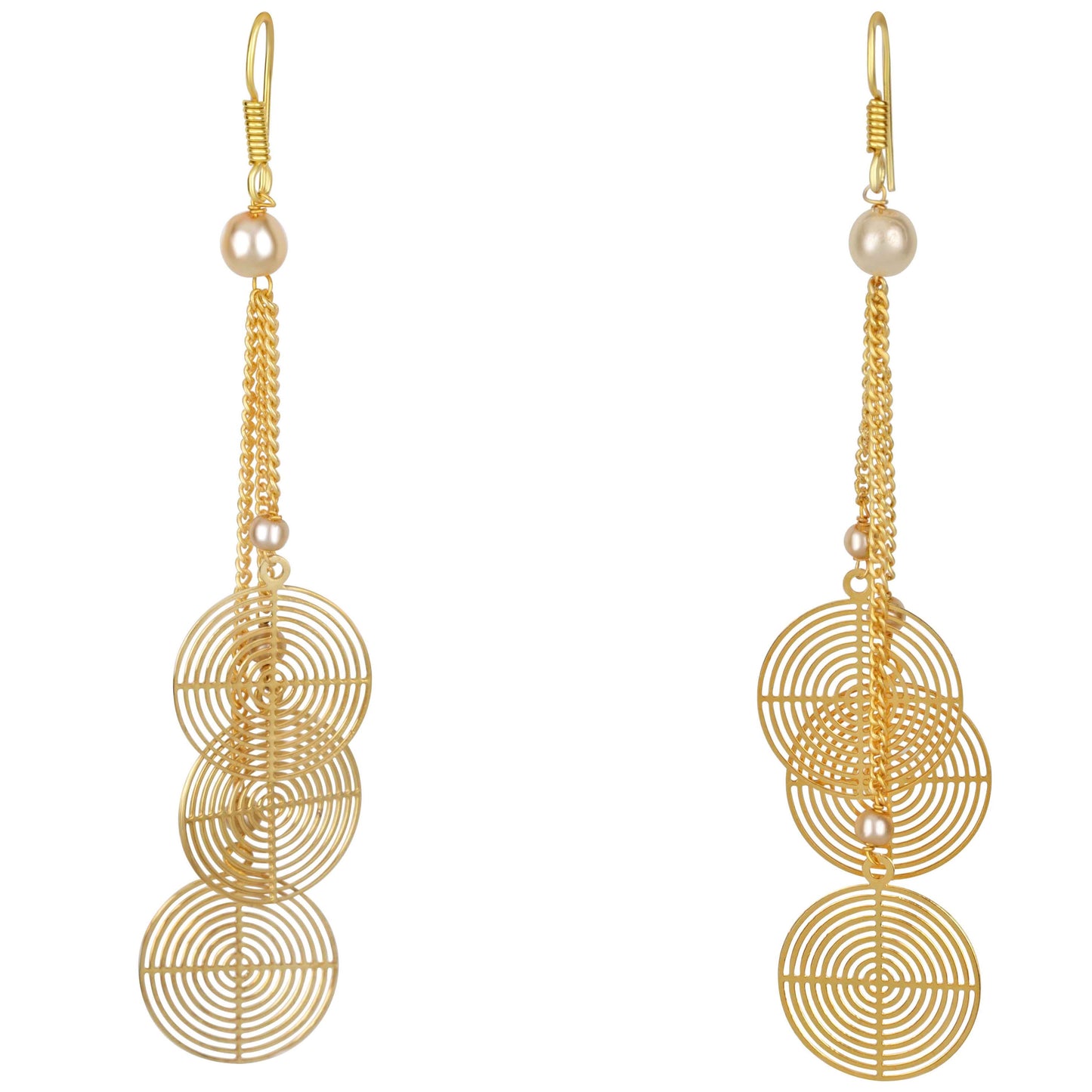 Bdiva 18K Gold Plated Light Weight Concentric Disc Danglers.
