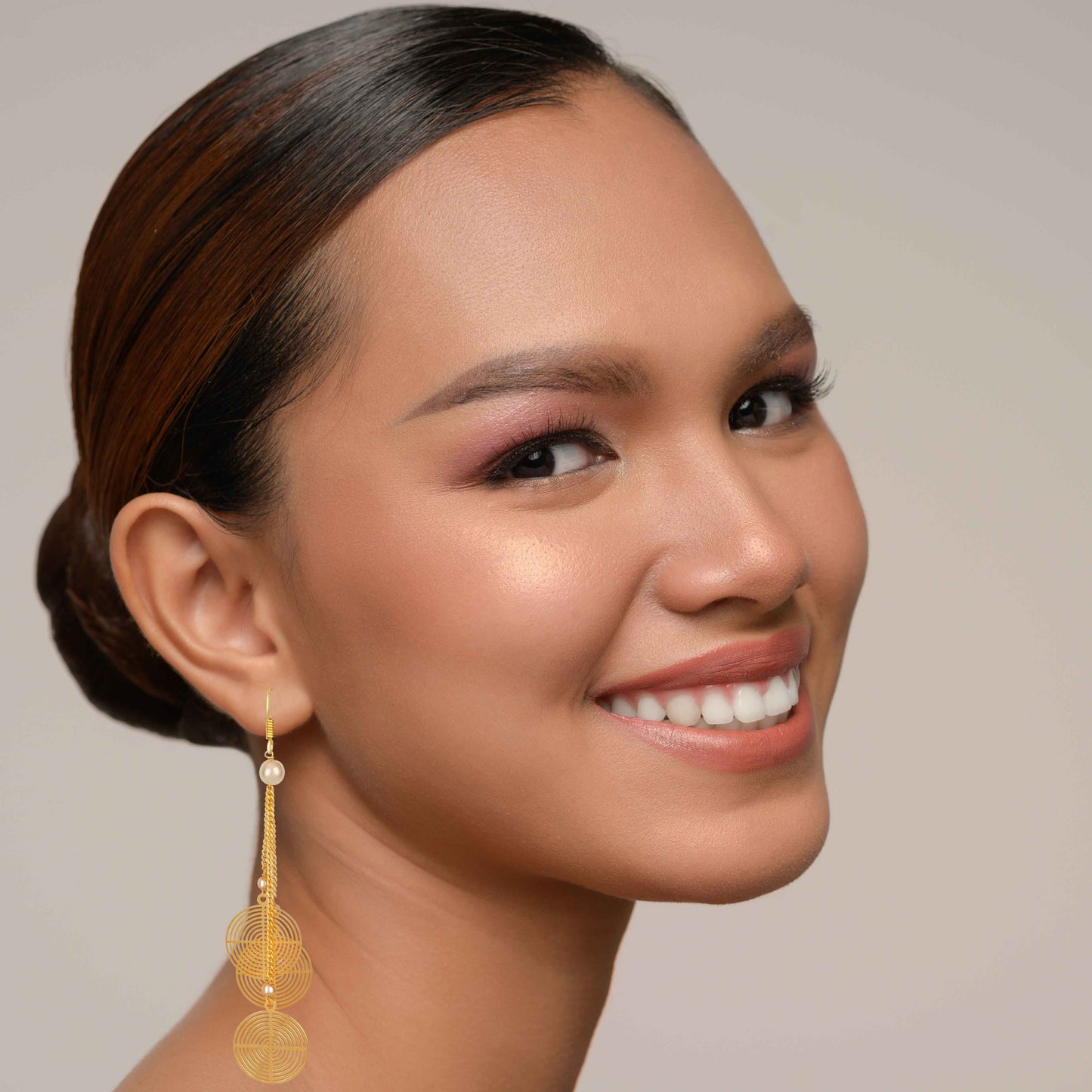 Bdiva 18K Gold Plated Light Weight Concentric Disc Danglers.