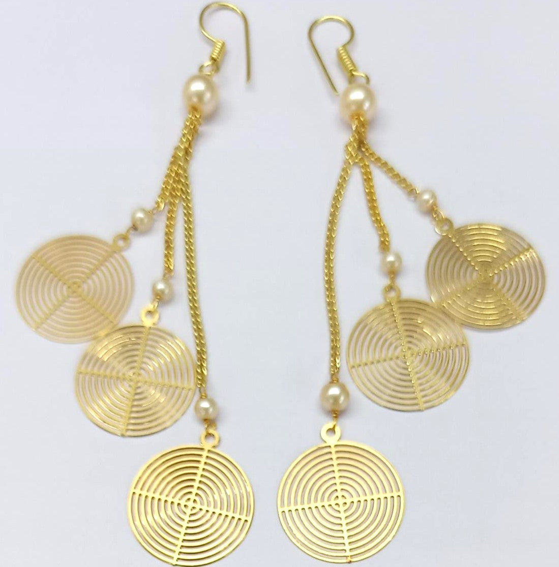 Bdiva 18K Gold Plated Light Weight Concentric Disc Danglers.