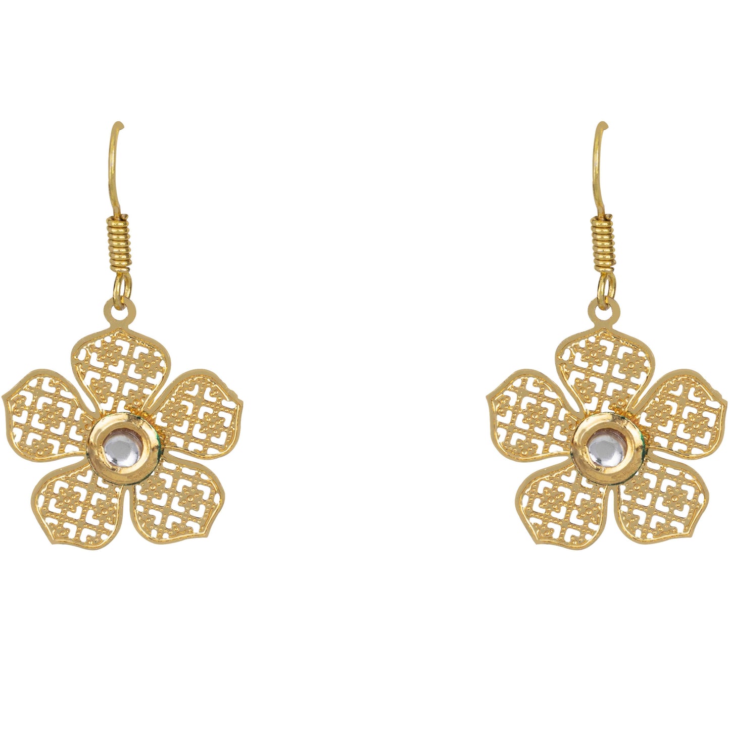 Bdiva 18K Gold Plated Light Weight Flower Danglers.