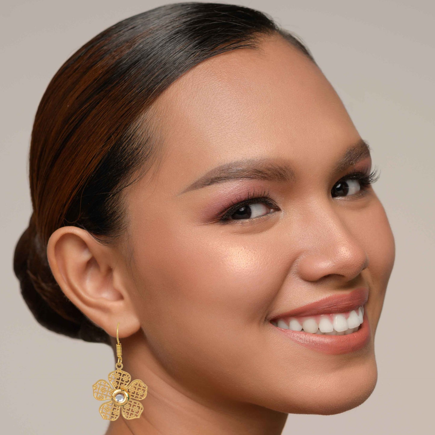 Bdiva 18K Gold Plated Light Weight Flower Danglers.