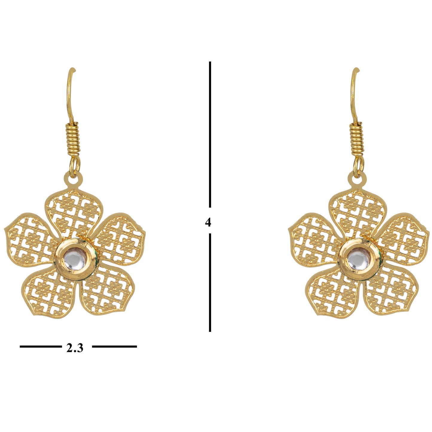 Bdiva 18K Gold Plated Light Weight Flower Danglers.