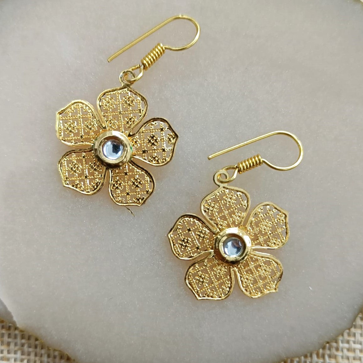 Bdiva 18K Gold Plated Light Weight Flower Danglers.