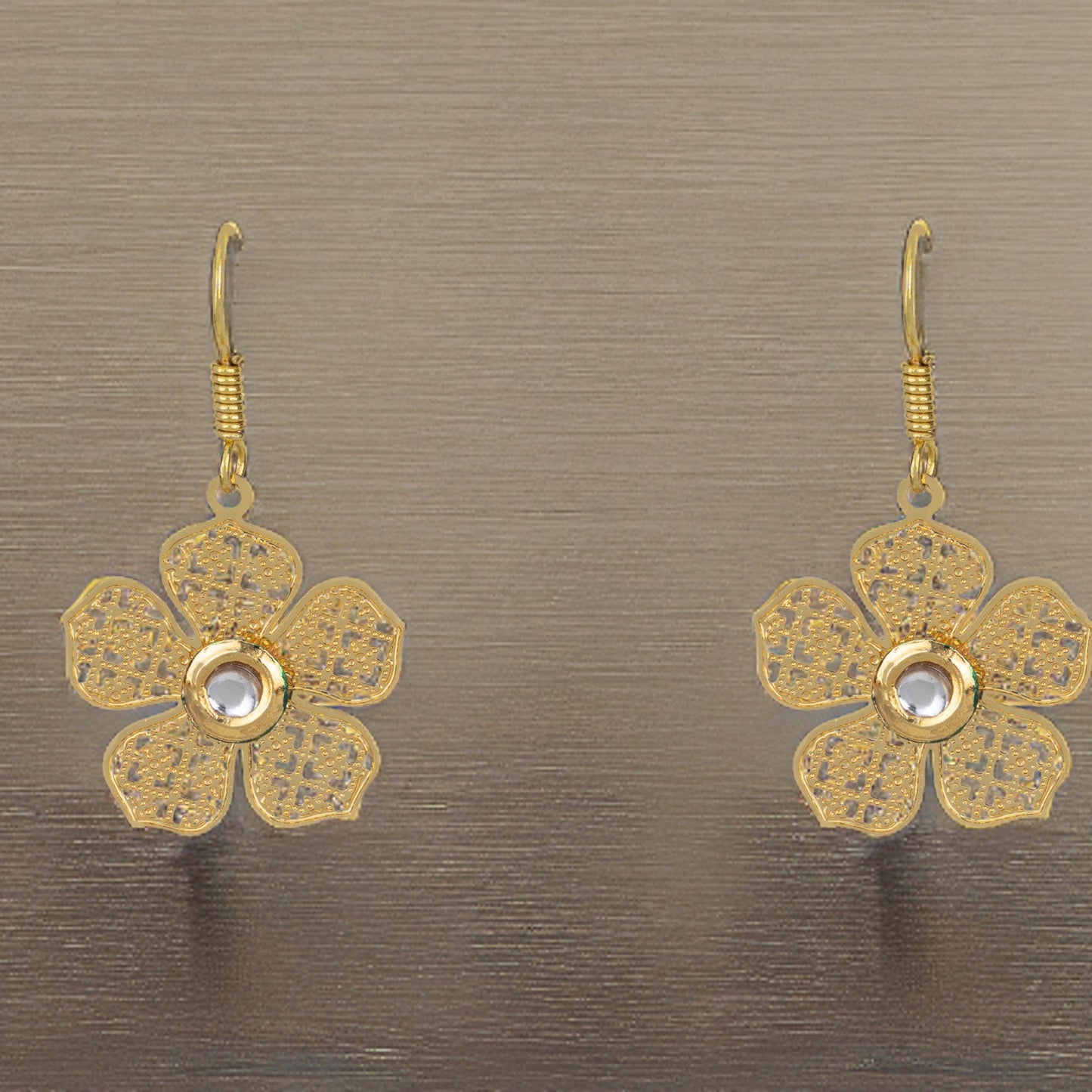Bdiva 18K Gold Plated Light Weight Flower Danglers.