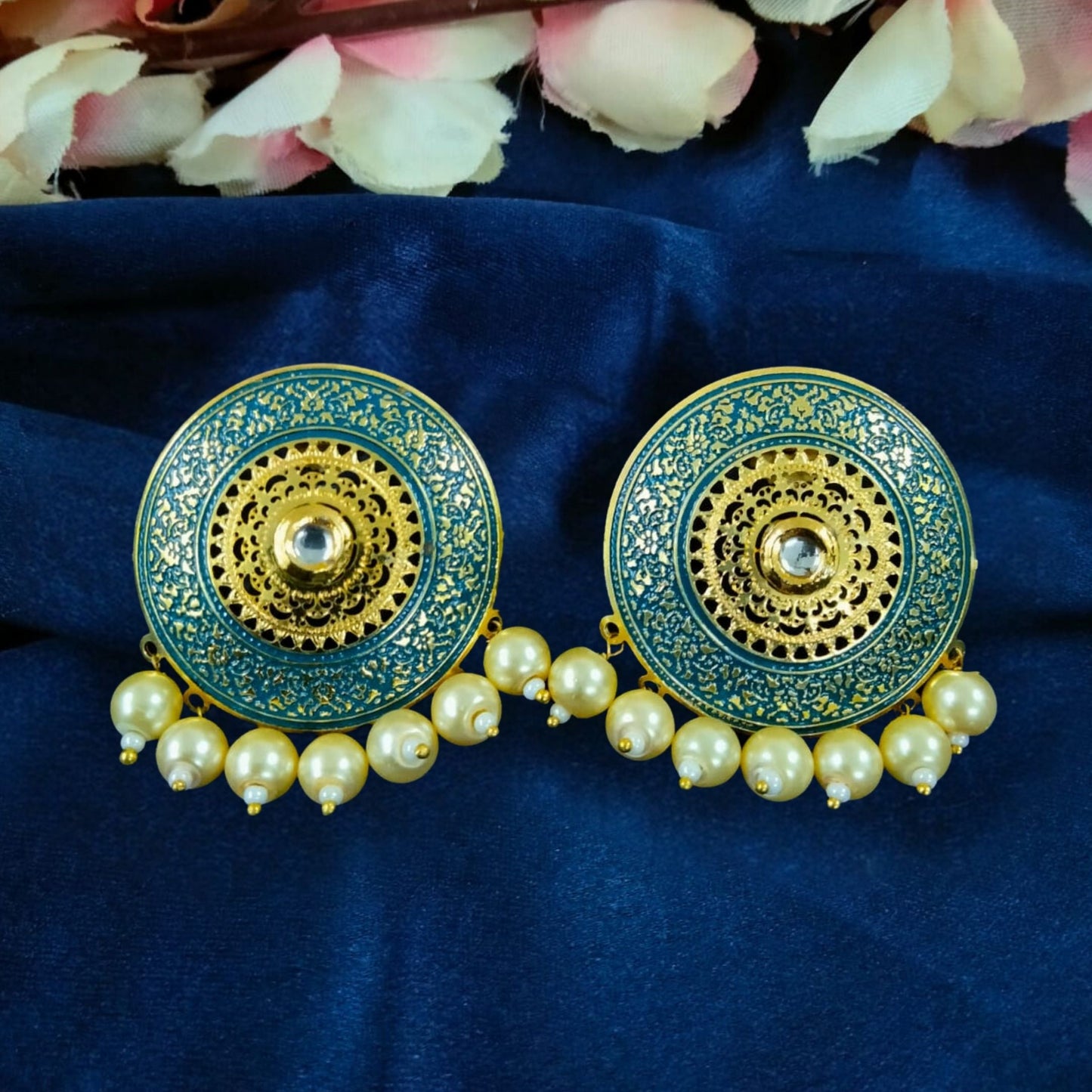 Bdiva 18K Gold Plated Enamelled Stud Earrings.