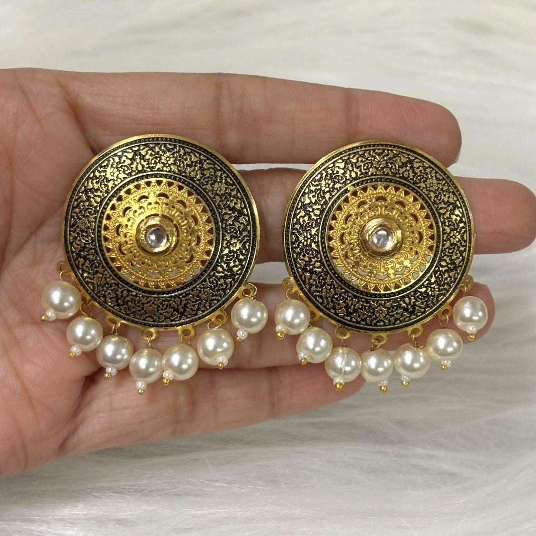 Bdiva 18K Gold Plated Enamelled Stud Earrings.