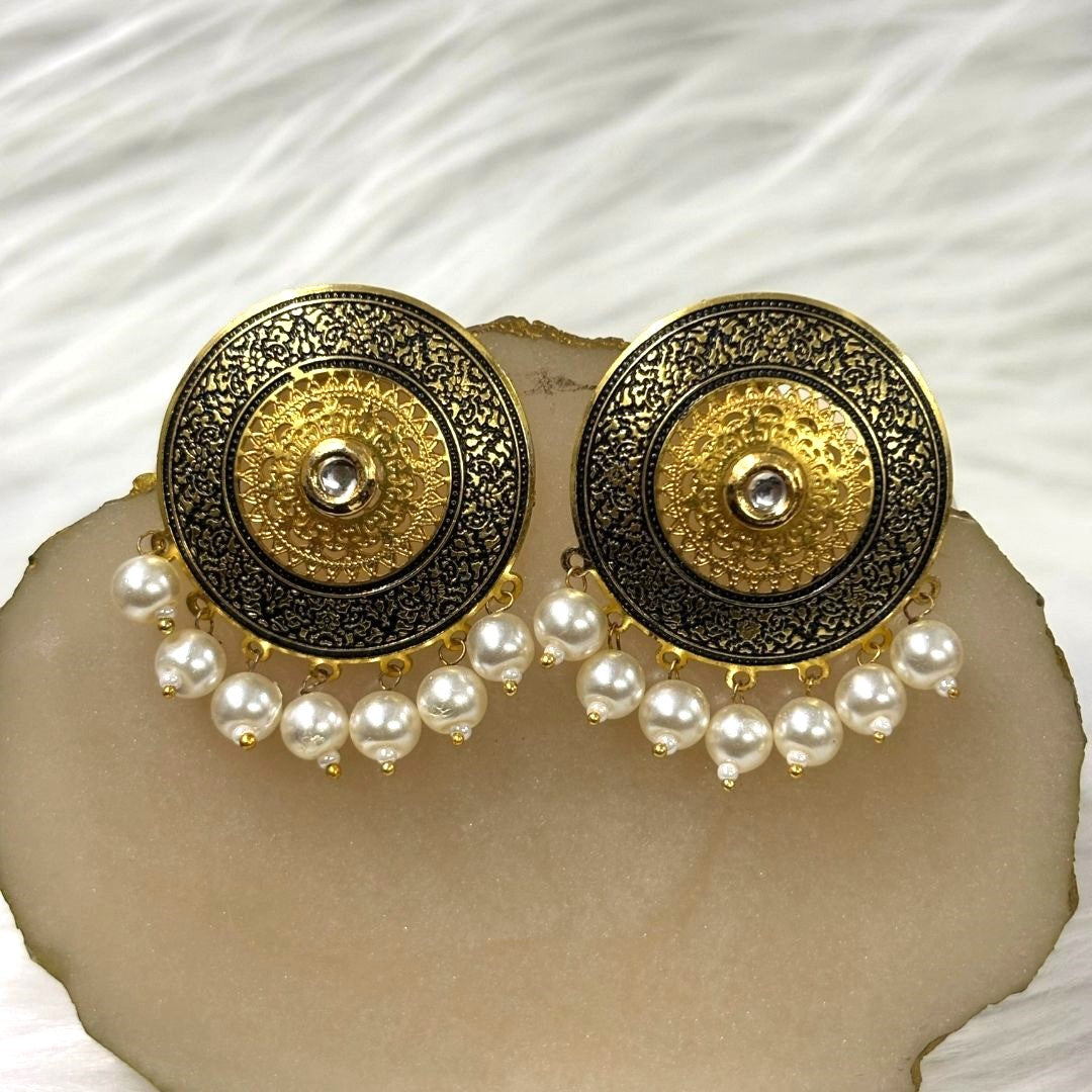 Bdiva 18K Gold Plated Enamelled Stud Earrings.
